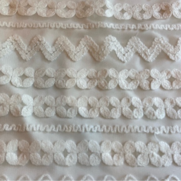 Trina Turk Hoku Embroidery Stripe Lace Off Shoulder Dress Mini Small Ivory - Picture 5 of 11